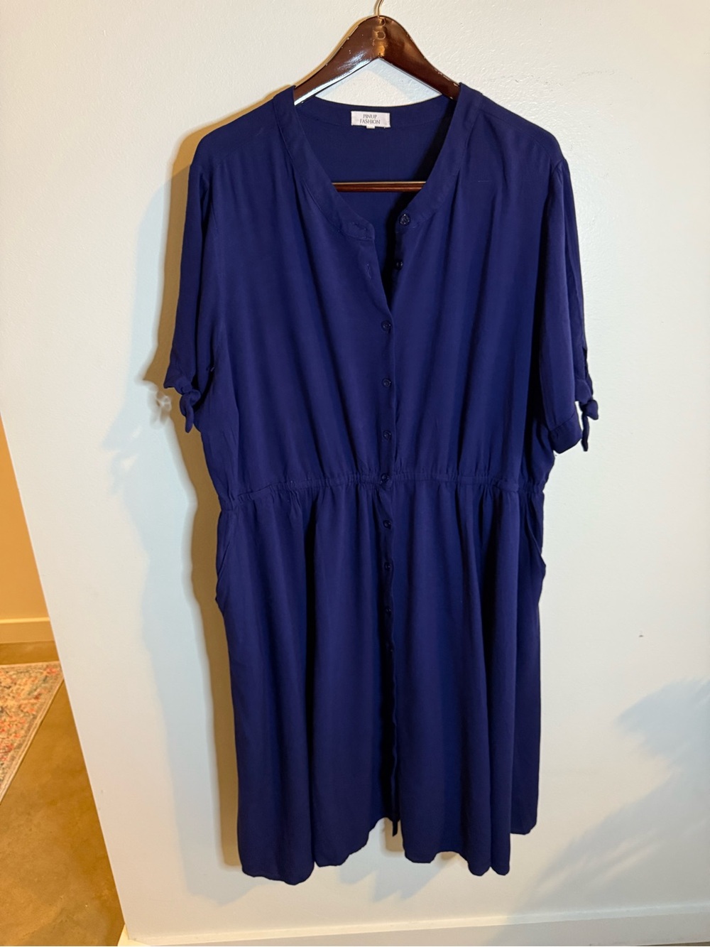 Pinup Couture Deep Navy Button-Front Midi Dress